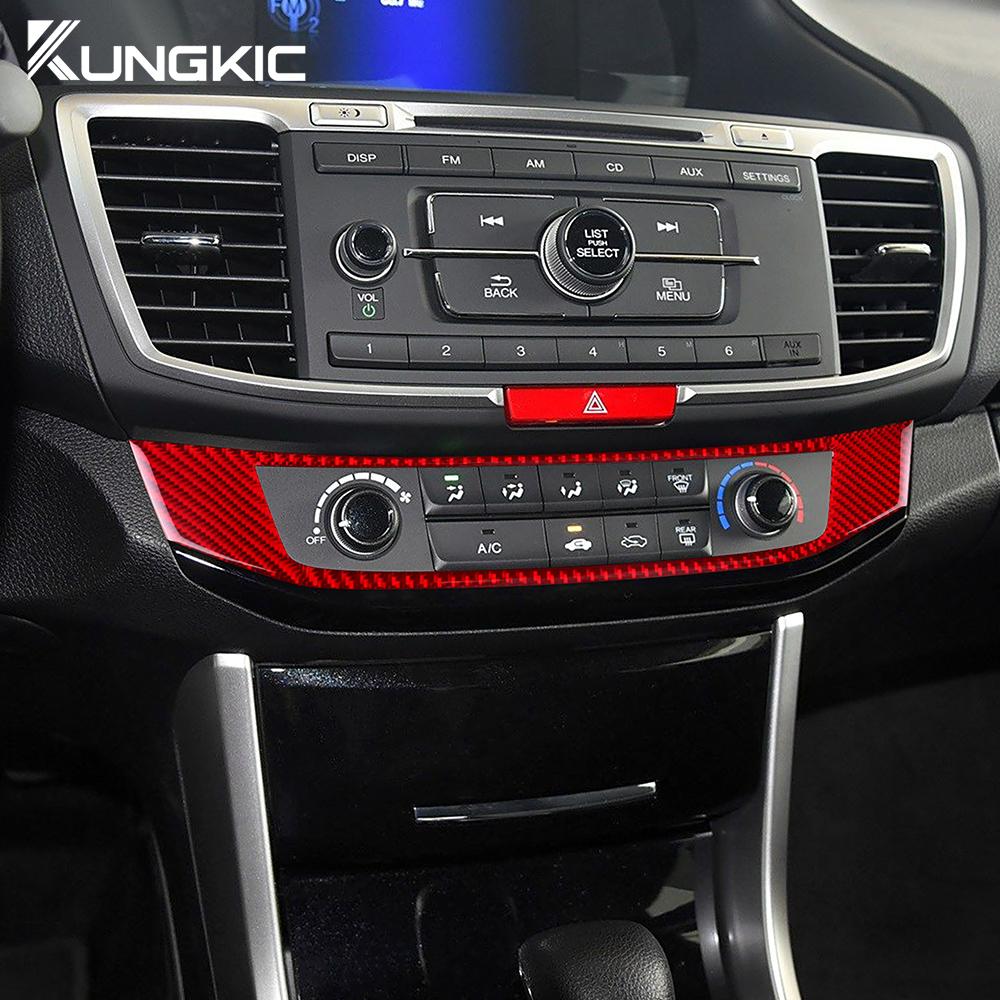 For Honda Accord 2013 2014 2015 2016 2017 Real Soft Carbon Fiber Sticker LHD RHD Car Air Conditioner Switch Interior Accessories