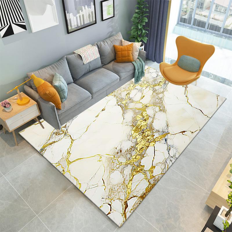 1PC Marble Texture Printed Carpet Rug for Living Room Bedroom Home Sofa Decoration,Non-slip Floor Mat Floor Mat