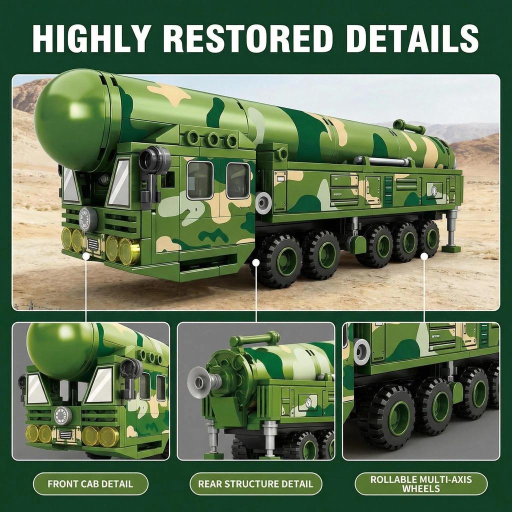 Militärbausteine Raketenfahrzeug Bausteine Interkontinentalrakete Kinderspielzeug Weihnachtsfeiertagsgeschenk