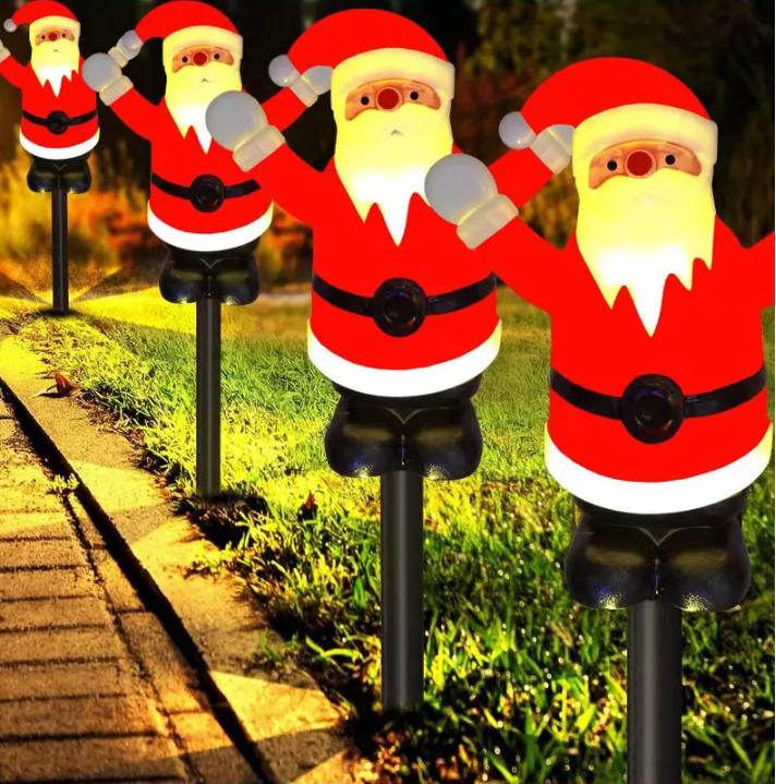 Christmas Outdoor Lawn Light Candy Cane Lights Decorations Waterproof Holiday Ambiance Light Snowman Pathway Lamp for Lawn Yard