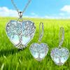 Moonstone Earring & Necklace Set - Heart Tree of Life, Luxurious European & American Style for Women
