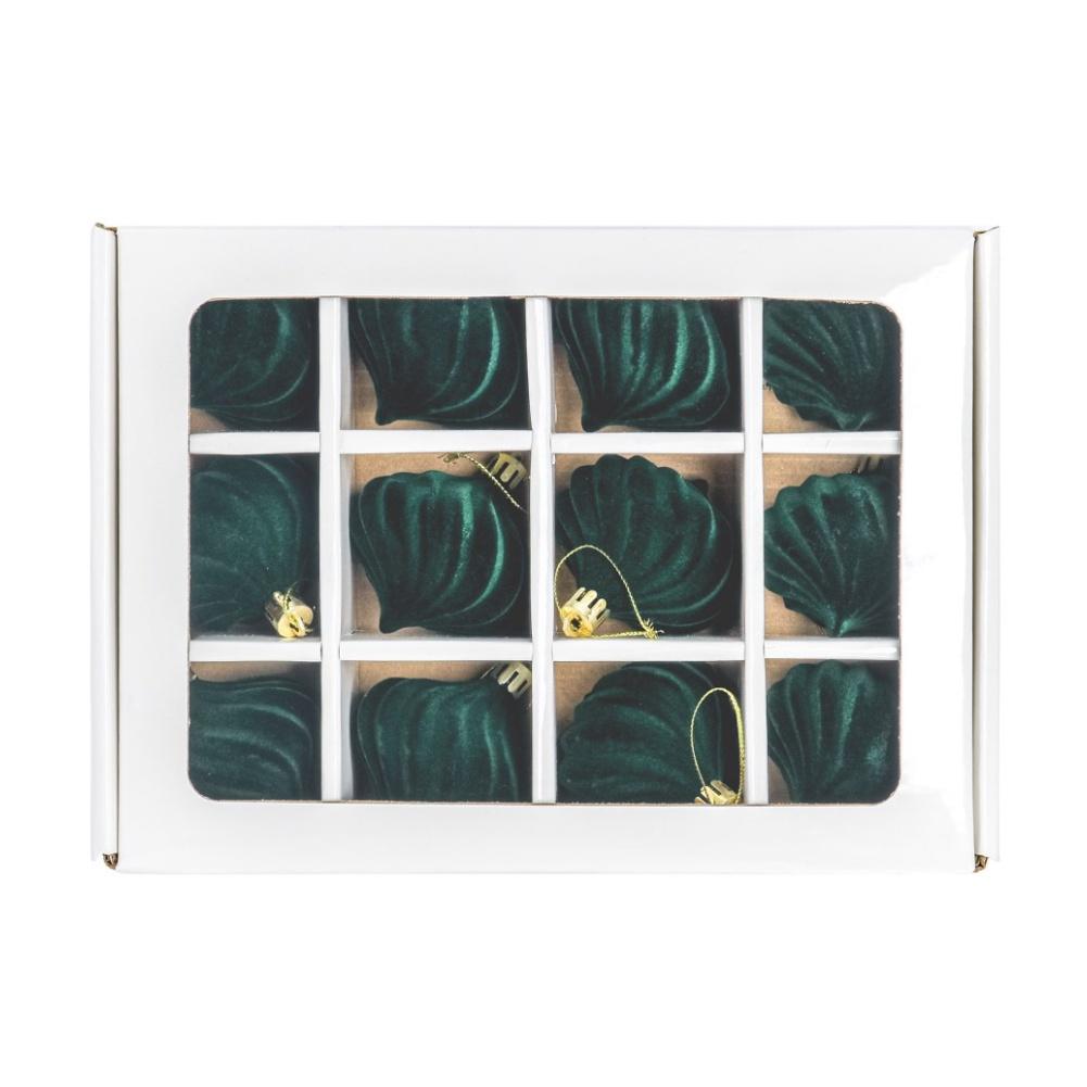 12 Piece Christmas Tree Decoration Set Featuring Plush Onion Shaped Ornaments for Festive Home or Commercial Displays