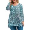 Women's Plus Size Top, Garden Collar Long Sleeved Shirt, Fashionable Floral Print Casual Top