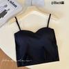 Seamless Ice Silk French Strappy Tank Top with Fixed Cup and Bandage Bustier