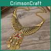 Ethnic Style Angel Wings Pendant Necklace With Geometric Design And Gold Finish For Trendy Wear