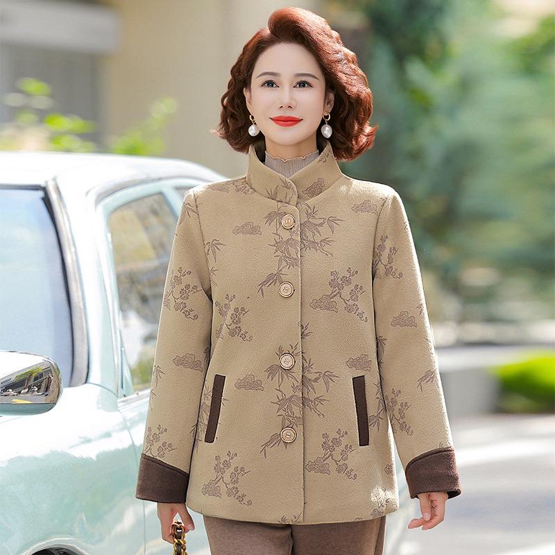 

Мама зимняя одежда хлопок утолщенный норка флис куртка хлопок-набивная одежда для женщин среднего и пожилого возраста одежда осень-зима большой размер шерстяной топ 5XL [Recommended 150-80 kg]