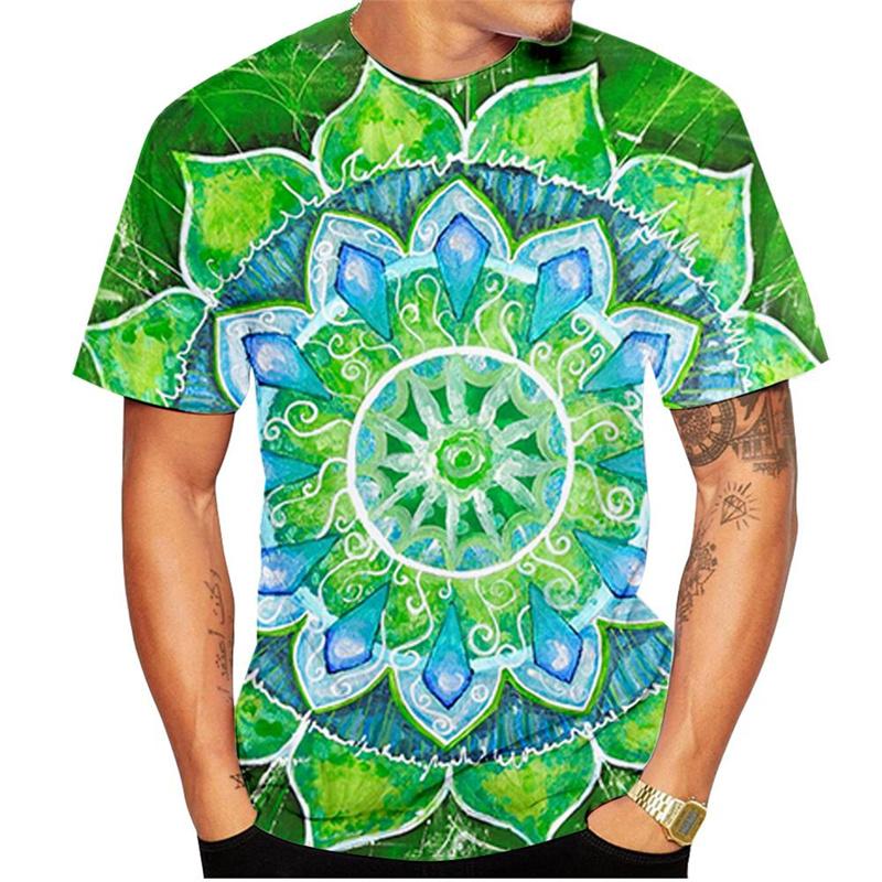 Colorful Kaleidoscope Pattern T-Shirt For Men Bohemia 3D Printed Tees Summer Casual Short Sleeve