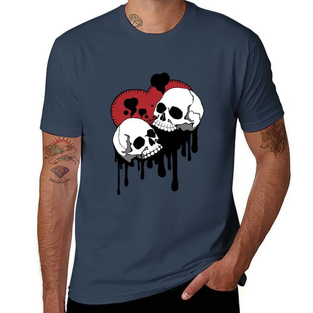 Deadly Pair Skull Hearts Tshirt Moisture Wicking Athletic Tshirt