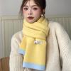 Autumn and Winter Atmosphere Contrasting Color Scarf Women's Winter Korean Knitted Wool Warm Fashion Versatile Scarf New