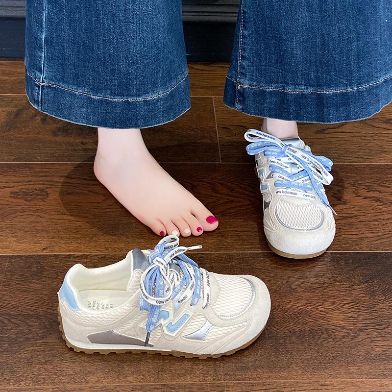 New Mesh Blue 2025 Summer Breathable Retro German Training Shoes Women's Super Fire Casual Platform Sports Forrest Gump Board Shoes