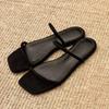 Sheepskin Version~ Suede Niche Simple Word with Sandals Women's Summer Square Head Flat Shoes Cool Slippers Outside
