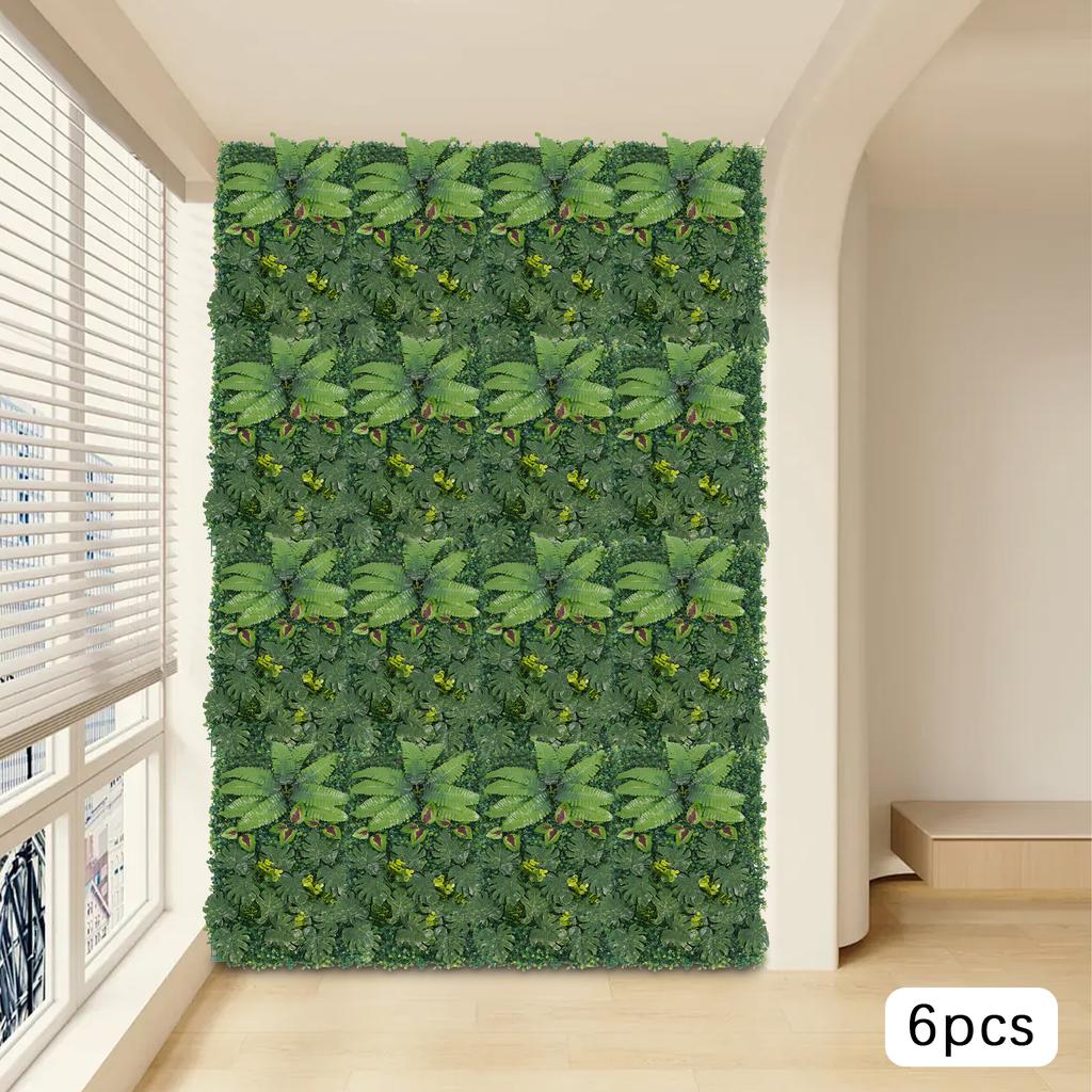 6PCS Artificial Greenery Wall Panels, Fake Ivy Leaf Decor, Green Vine Backdrop for Indoor Outdoor Decor, Home Garden Wall Deco