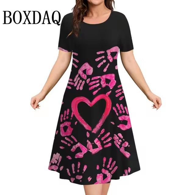 Elegant fashion short sleeve t-shirt dress beach vacation midi dresses women 3d print clothing