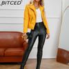 BITCED Spring/Autumn Women's Leather Jacket - Short Fit, Slim-Cut, Lightweight Leather Coat, Biker Style
