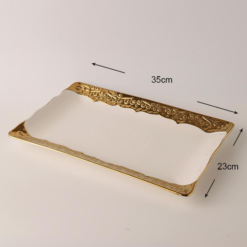 Golden Edged Ceramic Dining Plate Western Style Steak Plate Pasta Dish Sushi Plates Salad Bowl Serving Plates Dessert Bowl Dish