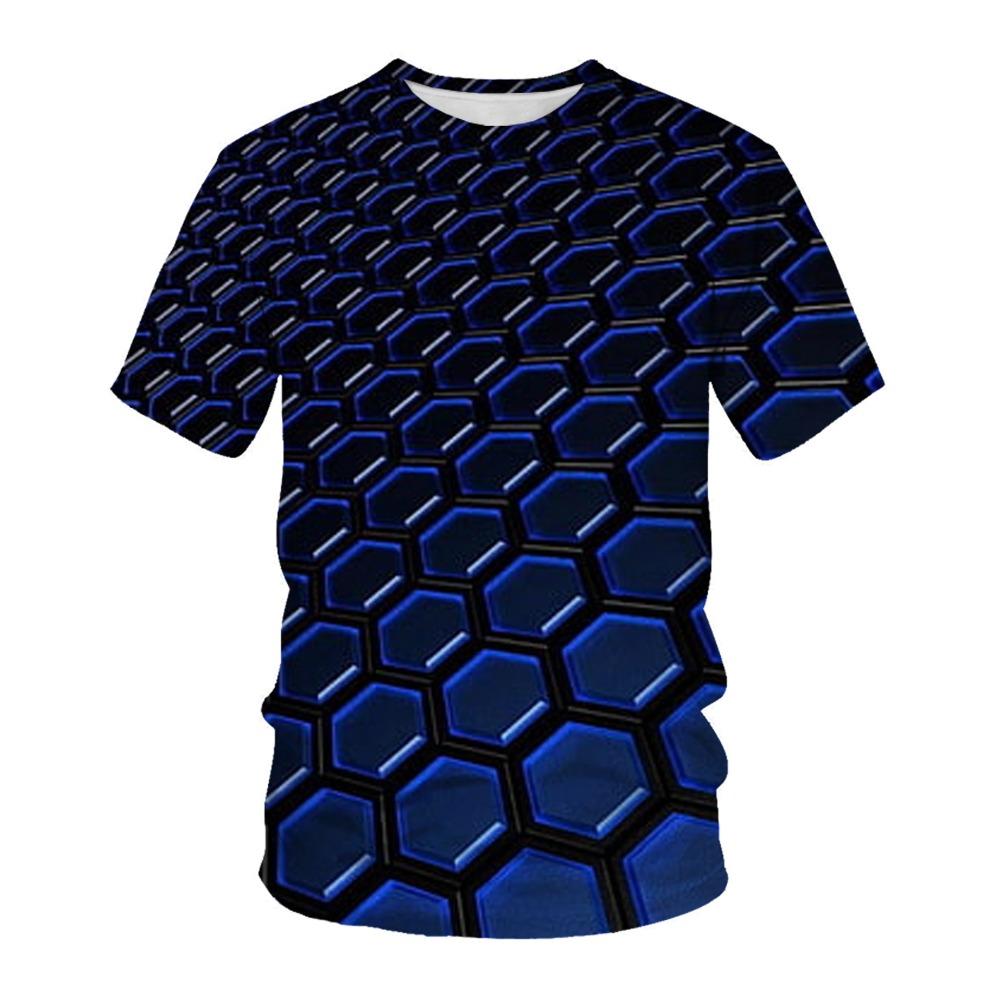 Creative Stripe Geometry 3D Printed Casual Sports T-shirt Men's Round Neck Comfortable Soft Large Loose Breathable T-shirt Fashion Summer T-shirt