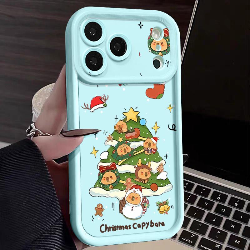 Cartoon Weihnachtsbaum Handyhülle für iPhone Air 16e 17 16 15 Pro Max 14 13 Pro Max 17 12 11 Stoßfeste Weiche Silikonhülle