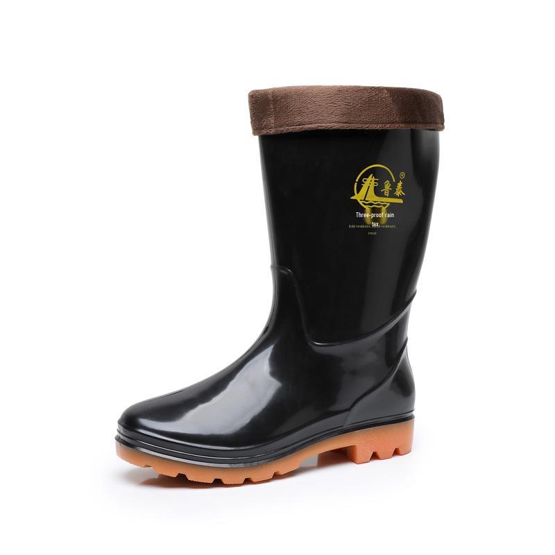 Lutai Herren PVC High-Top Regenstiefel - Verschleißfest, Kältebeständig, Plus Samt, Verdickt für Bau und Autowäsche.