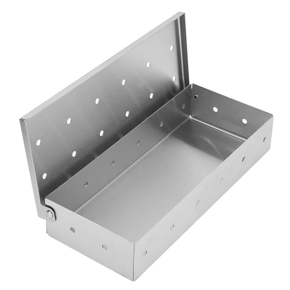 Large Capacity Stainless Steel Smoker Box BBQ Wood Chip Smoking Box Barbecue Grill Accessory