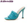 Fashion Blue Narrow Band Women Slipper Square Toe Concise Summer Concise Sexy Fashion Sandals Fashion Modern Unique Daily Shoes