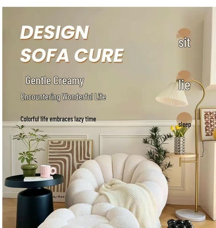 Pumpkin Style Cream Recliner: Comfy Single Sofa for Small Apartments