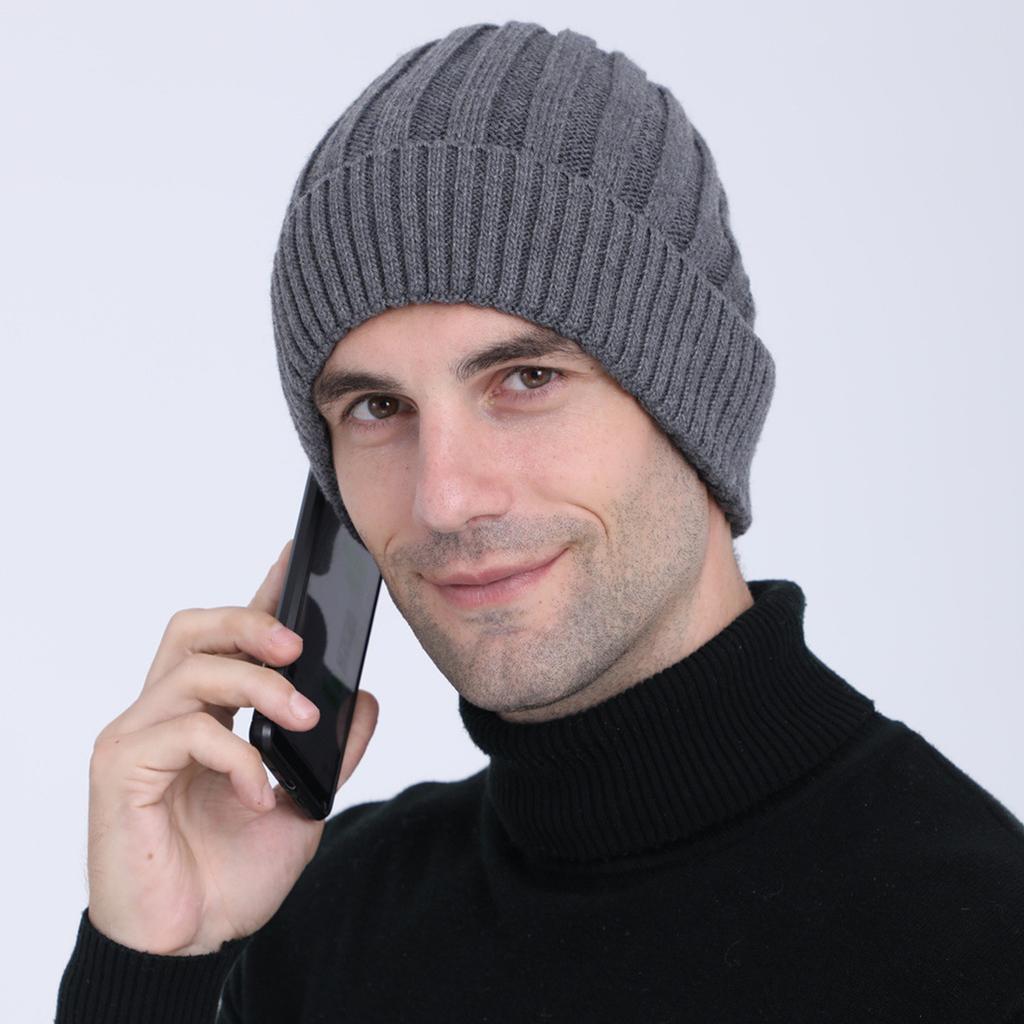 Fleece Thickened Straight Knitted Pullover Cap for Autumn and Winter Wool Thread Warm Cycling Ear Protection Cap