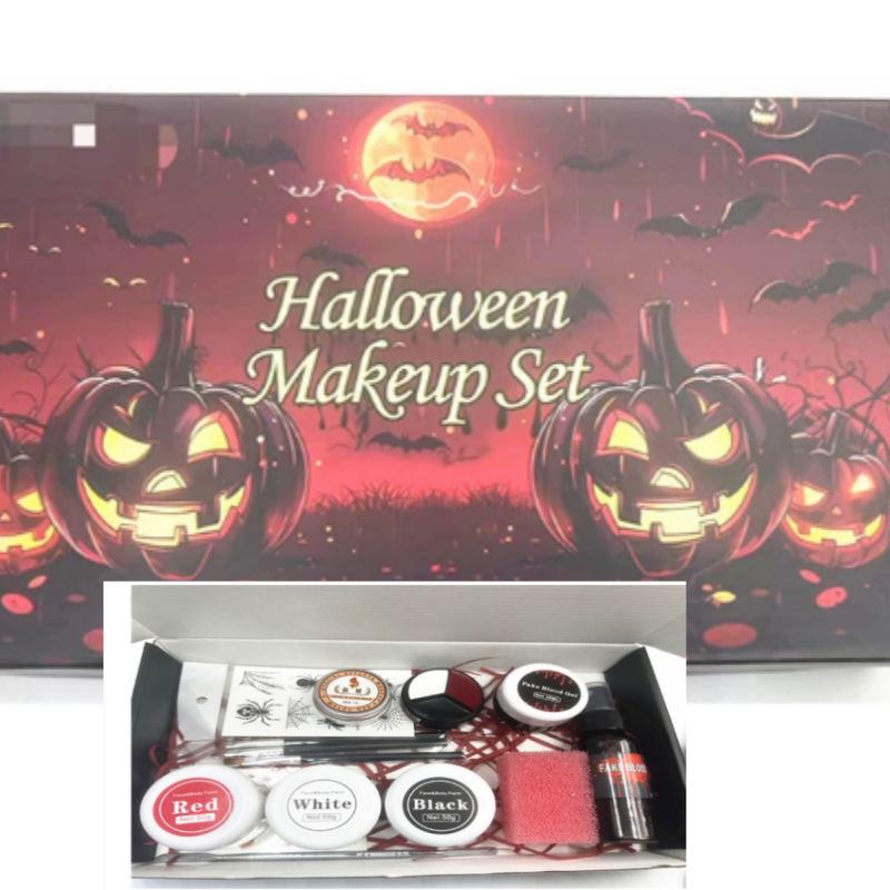 Halloween & Christmas Makeup Set: Face & Body Paints in White, Black, Red for Cosplay & Party