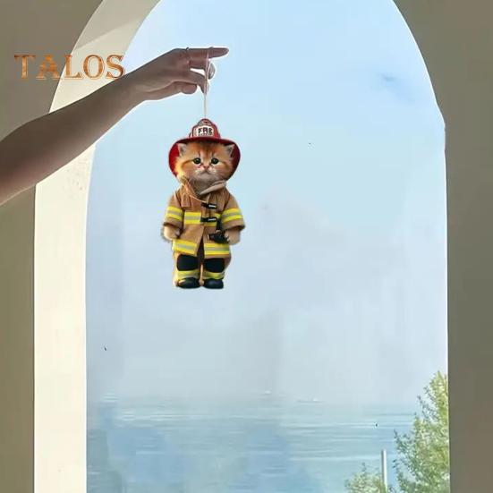 Cat Pendant Car Ornament Hanging Realistic Animal Cat Rearview Mirror Hanging Decor Acrylic Car Charm Party Festival Gift for Car Lovers