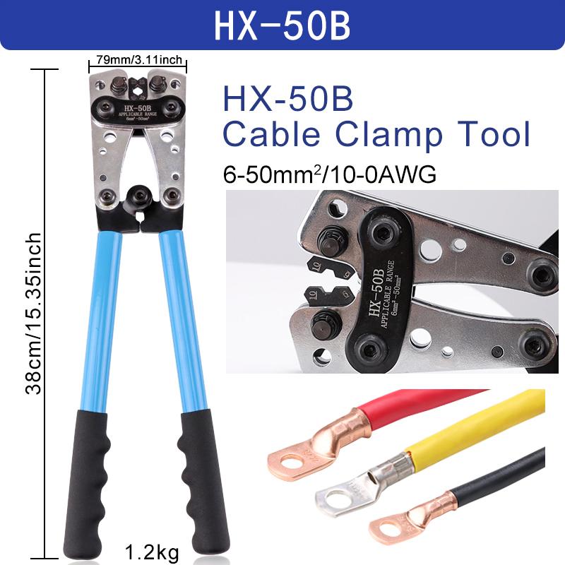 HX-50B Manual Cold Crimping Terminal Plier SC Bare Terminal Crimping Steel Material Copper Aluminum Nose Cable Crimping HX-50B