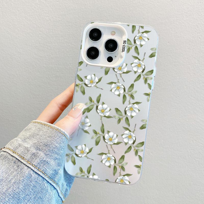 Fresh Small Flower Graphic Laser Phone Case For Samsung Galaxy S26 Ultra S23 S24 S25 S22 S21 S20 Plus FE A35 A54 A55 5G Cover