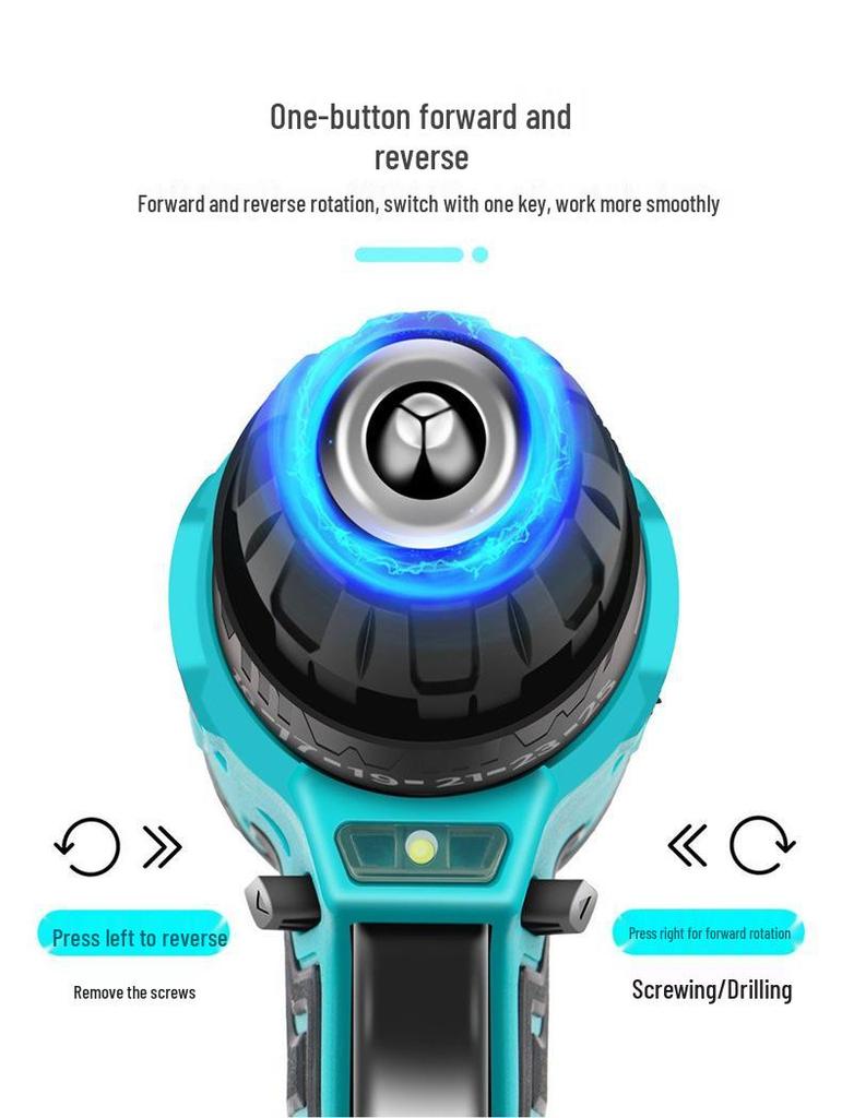 High Power Cordless Brushless Impact Drill with Pure Copper Motor and Rechargeable Lithium Battery