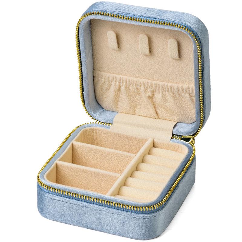 Velvet Travel Jewelry Box for Ear Studs, Necklaces, and Rings