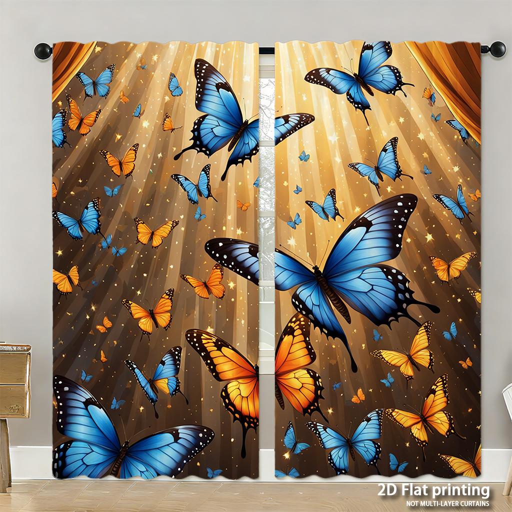 Piece Set High Definition Digital Printed Curtainsthanksgiving Autumn Colors Leaves Turkey Pumpkins Decorative Elementshome Curtain Polyester