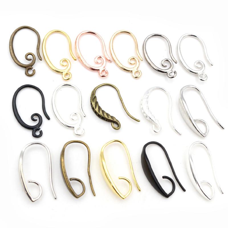10pcs 3-Styles High Quality Classic Bronze Gold Silver Plated Brass French Earring Hooks Wire Settings Base Settings Whole Sale