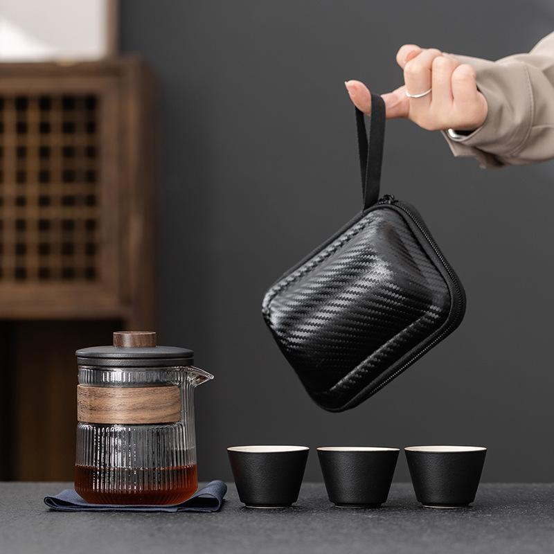 Portable Glass Travel Teaware Sets Outdoor Kung Fu Tea Brewing Portable Heat-resistant Tea Cup