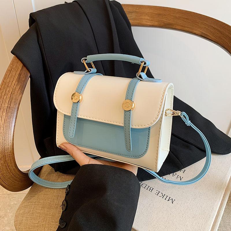 Fashionable Texture Simple New Trendy Casual British Style Commuting One-shoulder Crossbody Contrasting Color Handbag for Women