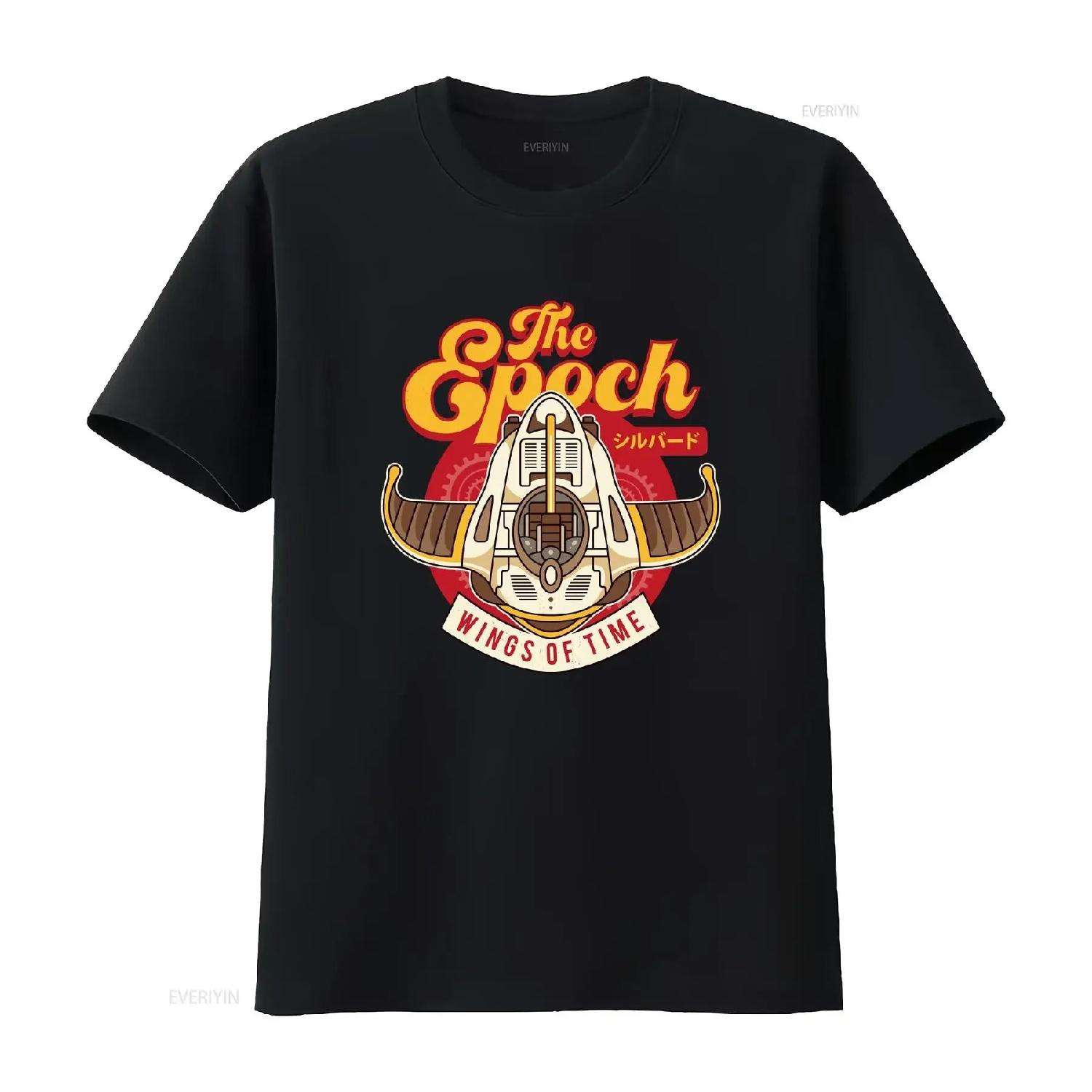 The Epoch Wings Of Time T Shirt Chrono Trigger Video Game Gaming Gamer Cross Retrogaming Swordman vintage Washed Comfortable S чёрный