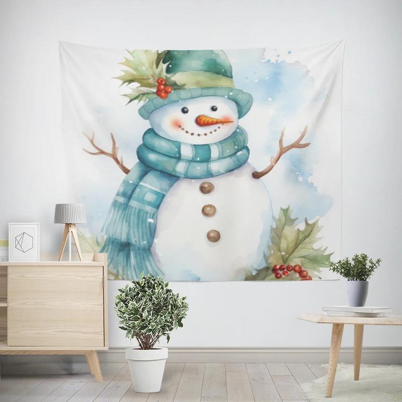 Christmas New Year Snowman Pattern Tapestry Living Room Sofa Car Interior Decorative Tapestry