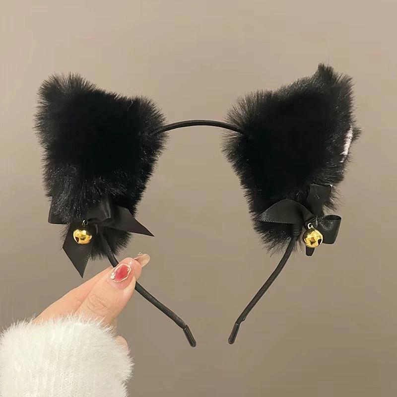 Animal Ear Headband & Lace Eye Mask Set with Bell Choker - Cute Cat, Fox, and Rabbit Ears Hair Accessories