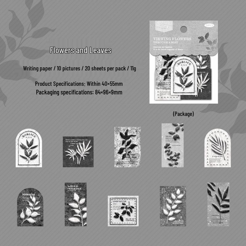 Ketchup Retro 3D Foggy Flowers Embossed Sticker & Sticky Notes Pack for DIY Decoration & Message Memos.