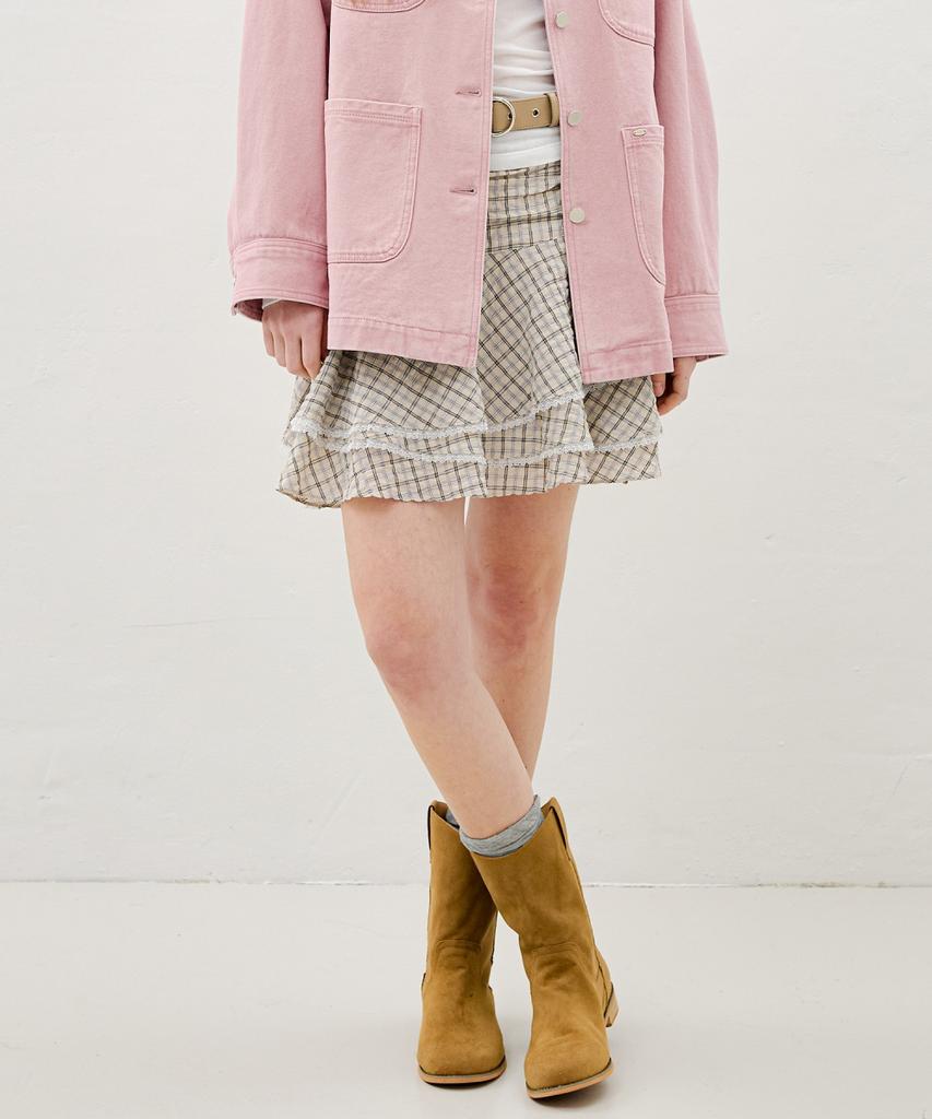 Ollibeudeollibeu Check Frill Tiered Skirt Oe6Ms3070