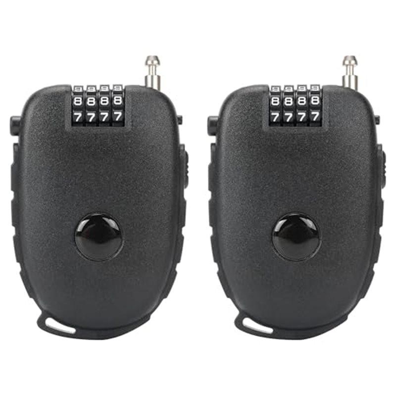 

ABUL-Keyless Security 2 Pack 4-Digit Combination Lock With 29.5 Inch Retractable Steel Cable- For Bike, Helmet, Ski Storage чёрный