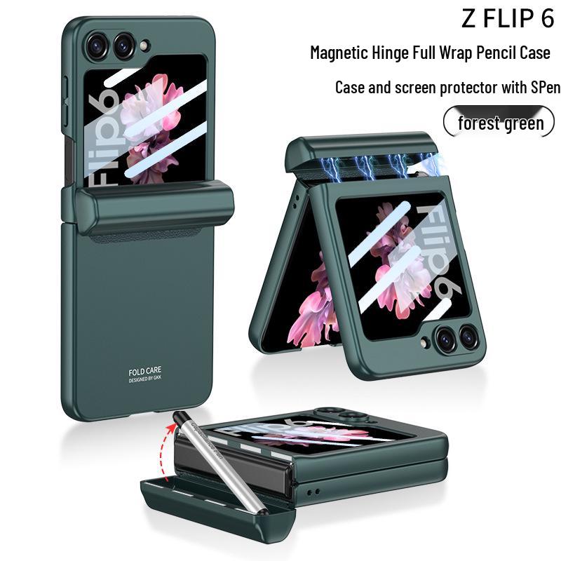 Samsung Z Flip6 Magnetic Pen Case: Stylish Holder with Foldable Screen Protection and Durable Hard Shell