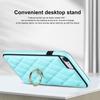 For iPhone SE (2020)/SE (2022)/7/8 4.7 Inch PU Leather+TPU Protective Cover Imprinted Rhombus Grid Pattern Rotation Ring Kickstand Phone Case