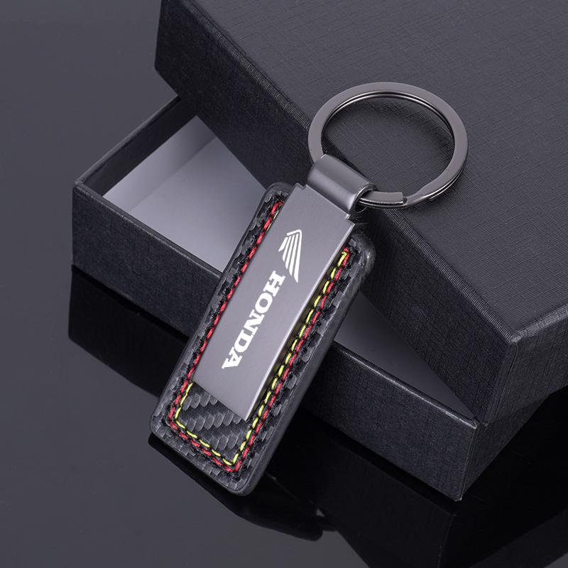 Carbon Fibre Pattern Car Keychain Pendant Key Ring For Honda Civic FIT Accord Prelude CRV 5th City CRZ CRX Jazz HRV Accessories KU9