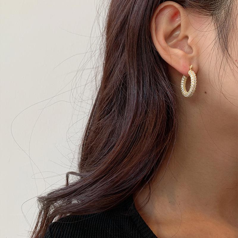 Elegant Zircon U-Shaped Earrings: Luxury Geometric Studs for Women