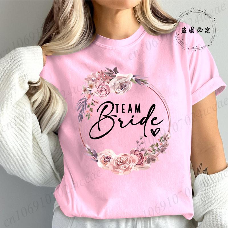 Bachelorette Party Print Bridal TShirt Short Sleeve Tshirt Casual Bridesmaid Tops Womens Clothing Fashion Casual TShirt T02
