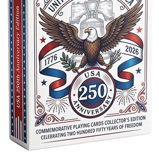 USA 250th Anniversary Commemorative Playing Cards 1776 2026 Patriotic Collectible Poker Cards for Veteran's Day Memorial Day 4th of July Collectors
