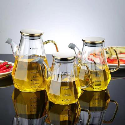 Large Capacity Leak-Proof Glass Oil Pot with Lid for Kitchen