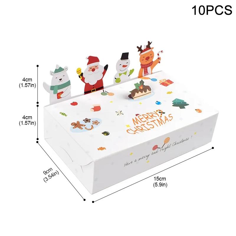 5/10Pcs Cartoon Christmas Kraft Paper Candy Gift Box Kids Favor Cookie Box 2024 Christmas Party Decoration Xmas Navidad New Year
